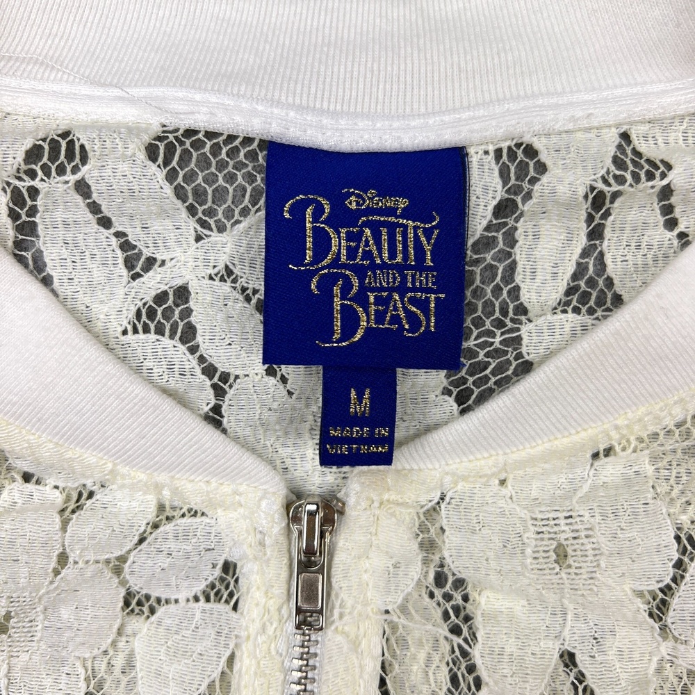 Disney Jacket Juniors Girls Medium Cream Lace Beauty and‎ the Beast Full Zip - Picture 3 of 10
